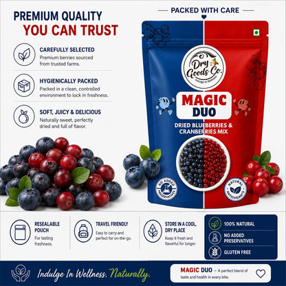Dry Goods Co Blueberry & Cranberry Dried Berry Mix | No Added Sugar | Fresh and Healthy