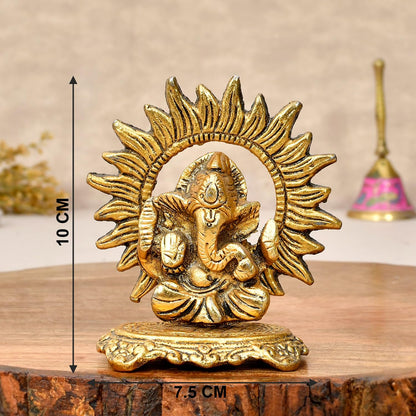 Metal Small Ganesha Statue Hindu God Ganesh Ganpati Lord Sitting Ganesh Ji for Home Decor Office Pooja Room Car Dashboard Small Ganesh Murti Decorative Showpiece & Gifts
