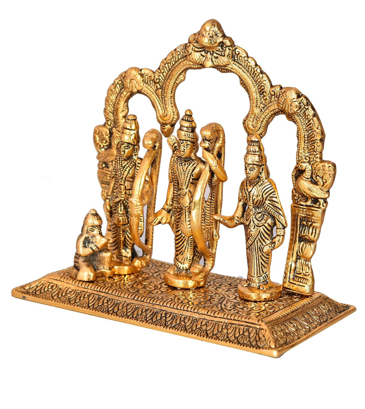 Metal Lord Ram Darbar Idol Showpiece Idols Ram Sita Laxman Hanuman Handmade Decorative for Home Decor & Office Decoration(20X18X10cm, Golden)