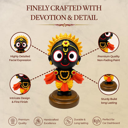 UNOVATE Lord Jagannath Idol for Home Temple, Car Dashboard & Office Desk