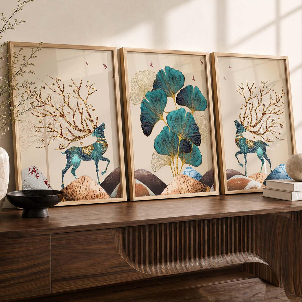 Modern Wall Art framed Painting for Wall Decoration - Wall Paintings for Living Room, Bedroom - Big Size Wall Painting Set of 3 (Art 2, 10x13 inch)