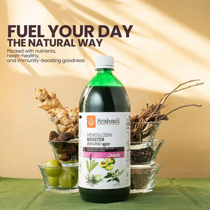 KRISHNA'S HERBAL & AYURVEDA Hemoglobin Booster Juice-1000 Ml|Helps To Improve Your Haemoglobin Count|Goodness Dev Daru, Kutki, Amla & 13 Other Super Herbs