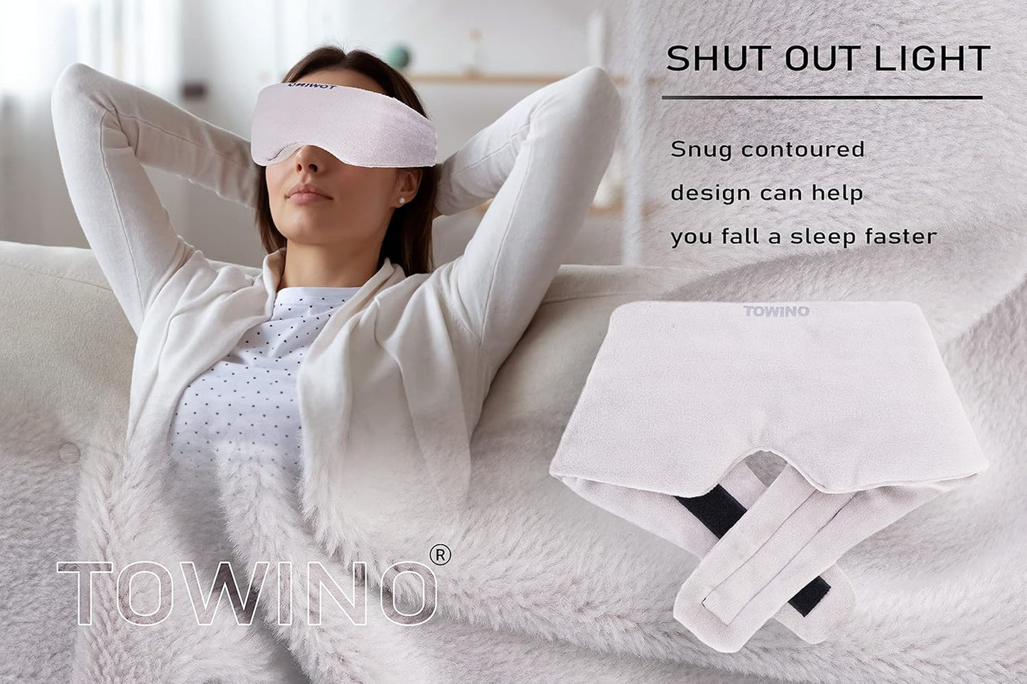 TOWINO® Eye Mask for Sleeping Super Soft & Smooth And Fully Adjustable To All Size Heads - Super Soft & Comfortable for Women and Men, Blindfold for Travelling, Night Sleeping,Nap Suitable for All Family Members Made In India (Grey)