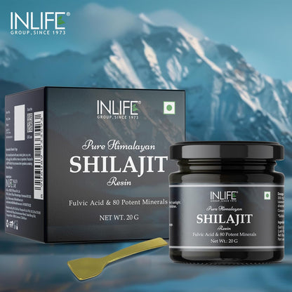 INLIFE Shilajit Resin 20g | Original Himalayan & Natural Shilajeet for Strength, Endurance & Stamina | 75% Fulvic Acid | Lab Tested | Ayurvedic Supplement for Men Women (Pack of 1)