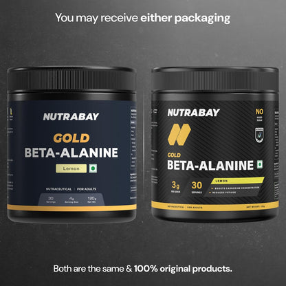 Nutrabay Gold Beta Alanine Supplement Powder 120g, Lemon Flavor – Pre Workout Amino Acid for Endurance & Fatigue Reduction