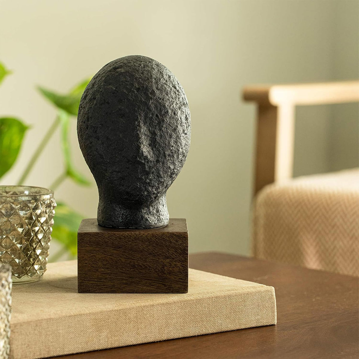 Ellementry Calm Face Ecomix Sculpture 19 cm Tall, Home Décor Showpiece Figurine for Living Room & Office, Modern Asthetic Tabletop Decorative Accent, Unique Gift Item for Shelf Decoration