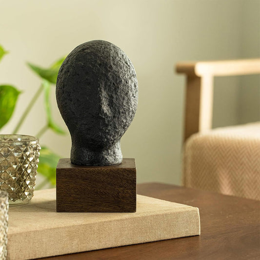 Ellementry Calm Face Ecomix Sculpture 19 cm Tall, Home Décor Showpiece Figurine for Living Room & Office, Modern Asthetic Tabletop Decorative Accent, Unique Gift Item for Shelf Decoration