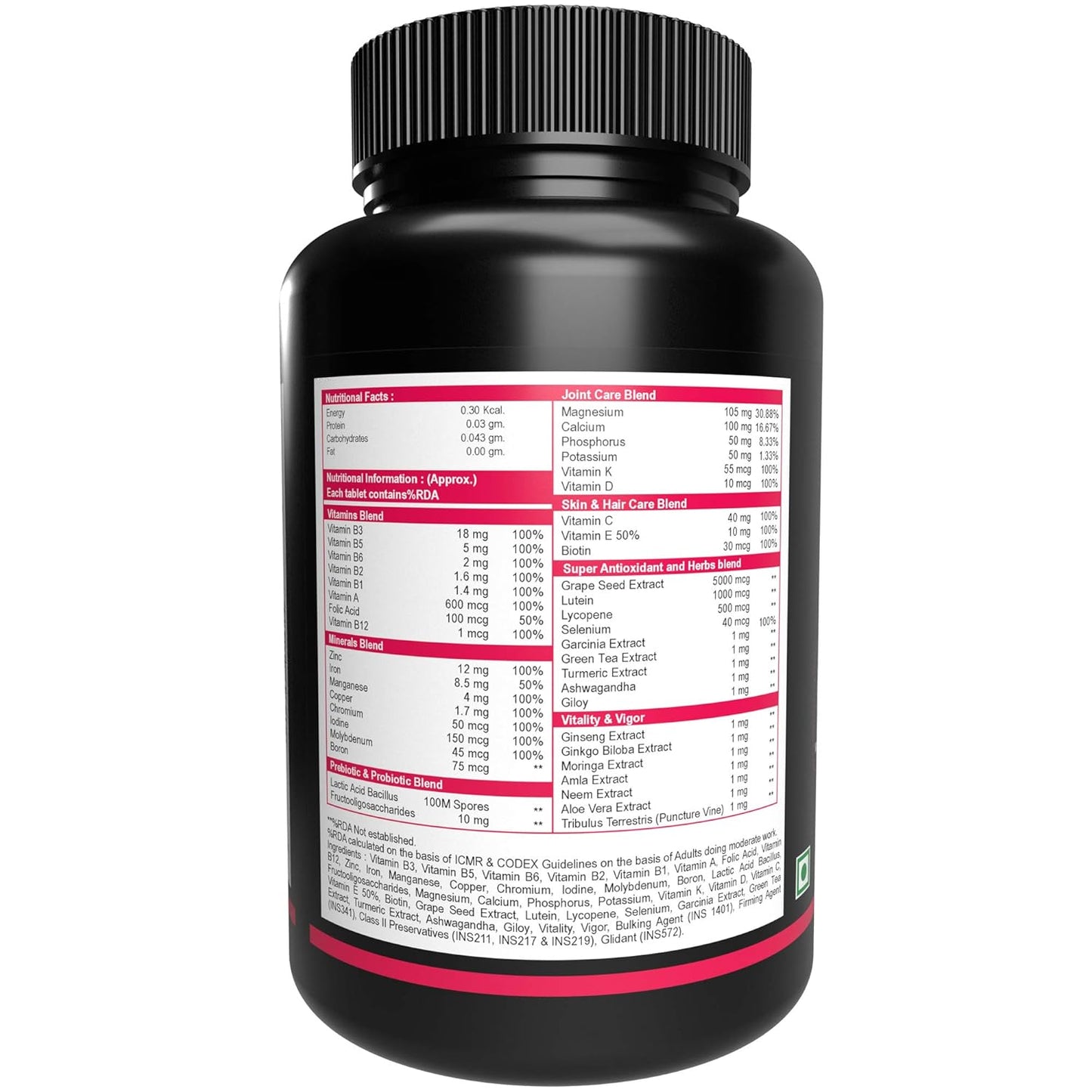 NutritJet Multivitamin For Men & Women - 120 Veg Tablets With 43 Essential Vitamins, Minerals and Herbs For Overall Health, Enhances Energy & Immunity