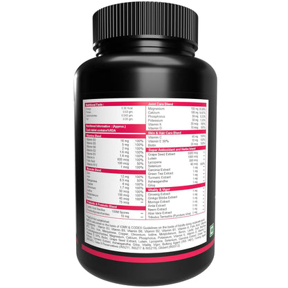 NutritJet Multivitamin For Men & Women - 120 Veg Tablets With 43 Essential Vitamins, Minerals and Herbs For Overall Health, Enhances Energy & Immunity