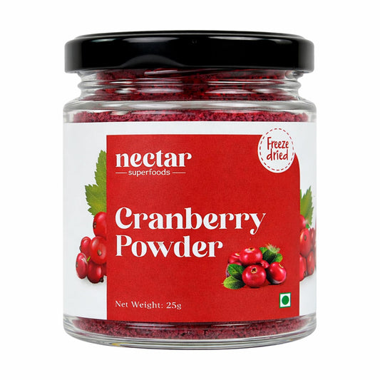 Nectar Superfoods Freeze-Dried Cranberry Powder, 25g | 100% Natural, No Added Sugar, Preservative-Free & Vegan | Rich in Antioxidants | Made in India | Smoothie, Baking & Health Drink Ingredient