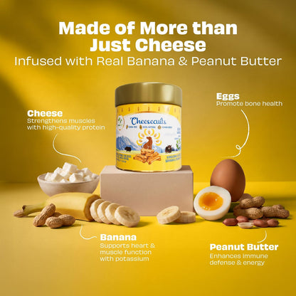 Pawfect Cheesecuits - Cheese Biscuits with Banana, Peanut Butter & Eggs for Dogs - 100% Natural - Grain-Free - Hypoallergenic - Rich in Antioxidants - High-Protein Dog Training Treats (100g/3.53oz)