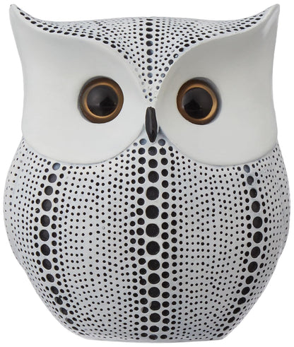 Modern Classy Happy Owl Resin Art Figure Showpiece (White), 13 x 6.5 cm