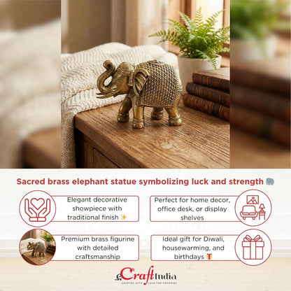 Brass Elephant Statue Decorative Showpiece Gift for Diwali Housewarming Birthday