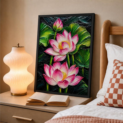 Pink Lotus Framed Wall Art, Black, 10x13 Inches