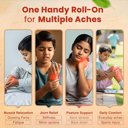 BabyOrgano Ayurvedic Pain Relief Roll On for Babies 3+ Months | With Shallaki, Chamomile & Tea Tree Oil | Soothes Muscle & Joint Pain | Pediatrician & Dermatologically Tested | Paraben-Free | 40ml