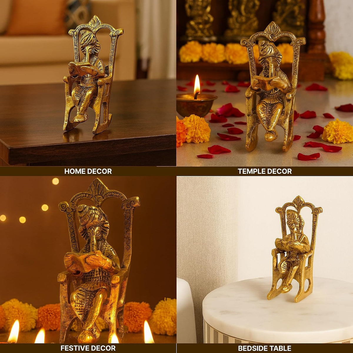 Lord Ganesha Statue | God Idol for Home | Ganesha Wall Décor | God Idol for Pooja Room, Diwali Gift Article (L15 x W10 x H16 cm)