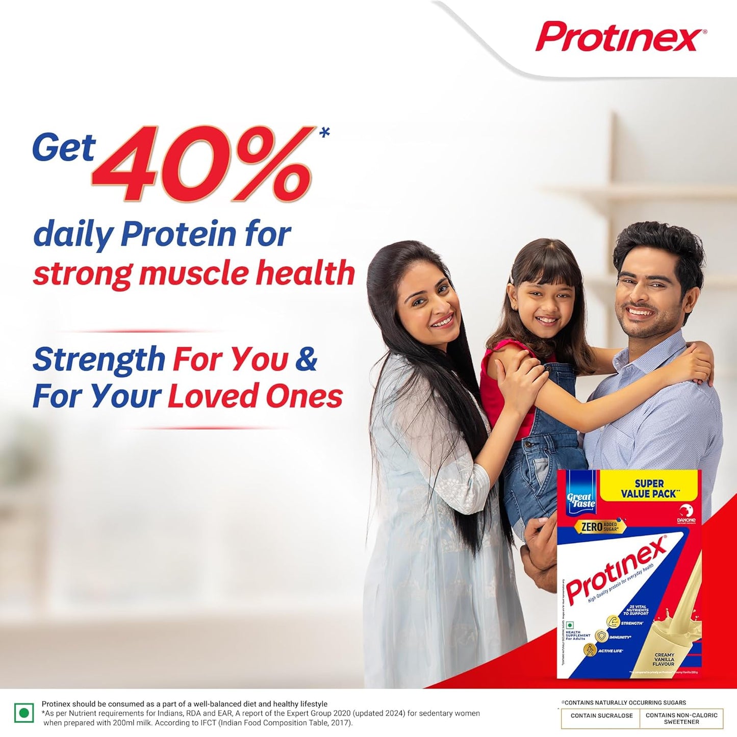 Protinex Creamy Vanilla, 1 Kg | Get 40% daily protein requirement for strong muscles when prepared with 200ml milk | High Protein | Zero Added Sugar | Nutritional Drink for Men and Women