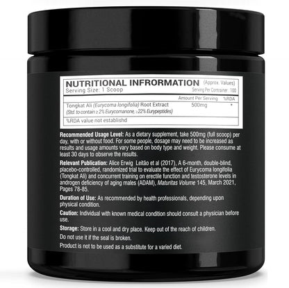 GREENDORSE Organic Tongkat Ali Longjack Root Extract Powder, 2% Eurycomanone | 3 Months Supply | Enhanced T-Level, Stamina and Stress tolerance, Vegan Friendly, 50g
