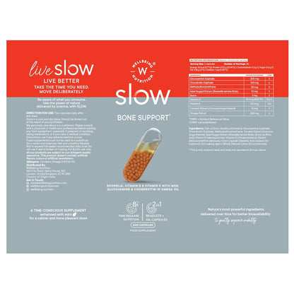 Wellbeing Nutrition Slow Bone Support Capsule for Men and Women | Bone and Joint Vitamin Supplements | Glucosamine, Chondroitin, MSM, Calcium | For joint mobility and bone strength (60 Capsules)