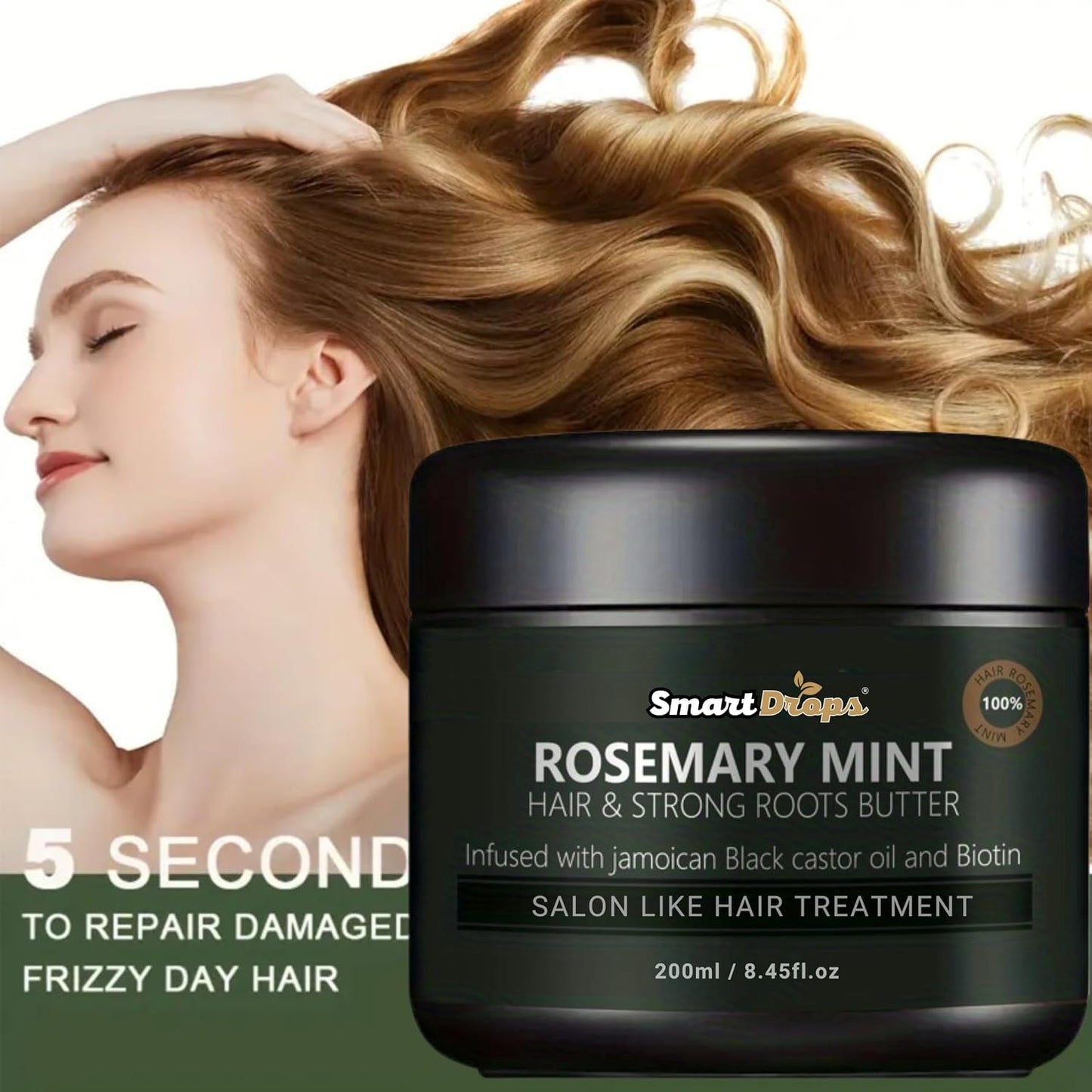 Smartdrops Hair Mask | Hair Mask for Frizzy Hair | Keratin Hair Mask | Pre-Shampoo hair mask with Rosemary Mint, Hibiscus, Amla, Flaxseed for Thick & Long Hair 200g