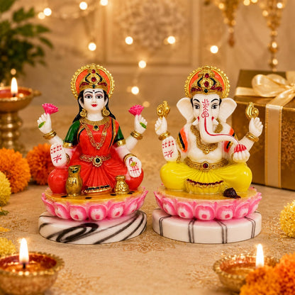 Laxmi Ganesh Idol Pair | Home Temple | Pooja | Diwali Gift | 4 Inch