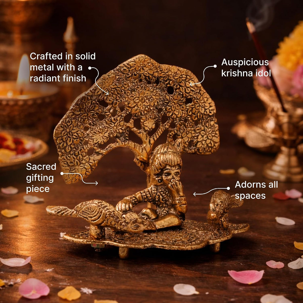 Radha Krishna Idol & Figurine for Home | God Idol for Pooja Room | Krishna Statue, Radha Krishna Murti & Gift Article (L13 x W8 x H12 cm)