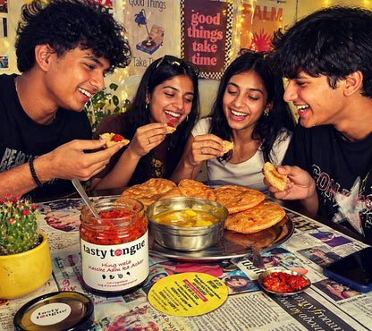 tasty tongue' Heeng Wala Kacche Aam ka teekha Achar/Hing ki Achari (Spicy Asafoetida-Raw Mango Pickle), Traditional, 100% Oil-Free, preservatives-free, Sun dried, Certified