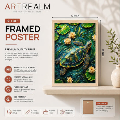 Sea Turtle Framed Wall Art, Natural, 10x13 Inches