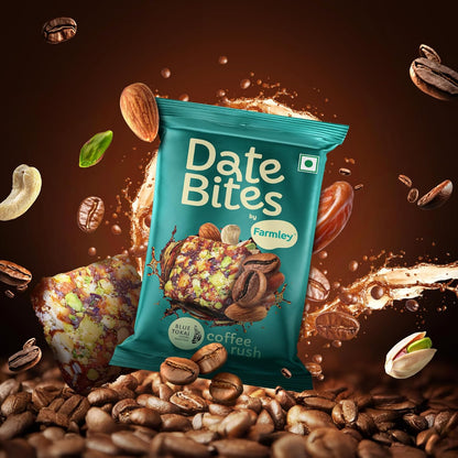 Farmley Date Bites Assorted Pack 60g (20g x3) | Classic, Dark Choco Orange & Coffee Rush | Dry Fruit Bites with Almonds, Cashews & Pista | Gluten Free, No Refined Sugar | Healthy Snack with Honey & Ghee