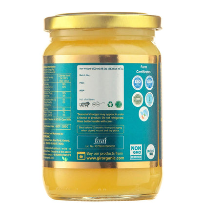 GirOrganic A2 Pure Ghee | 100% Gir Cow Ghee | Vedic Bilona Method | Grassfed, Cultured, Premium & Traditional Ghee | Immunity Booster