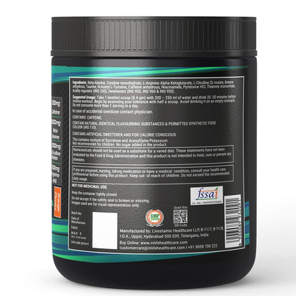 INLIFE Pre-Workout Supplement 200mg Caffeine,1000mg Citrulline,1100mg Arginine AAKG,3000mg B-Alanine,Creatine,Taurine, Betaine Anhydrous Pre Workout Formula Men & Women 200g, 24 Servings (Orange)