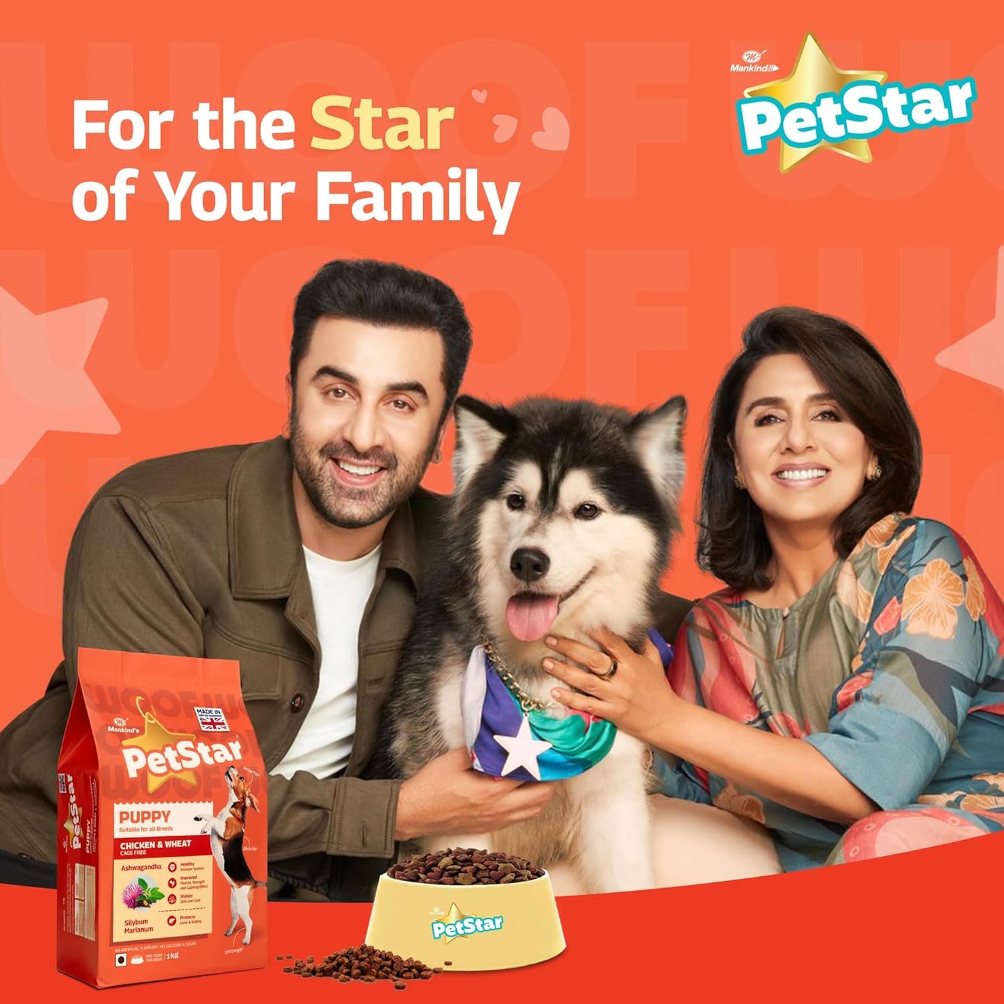 PETSTAR Mankind Puppy Dry Dog Food (High Protein) Chicken & Wheat Flavor, 1kg | Improves Muscle & Strength, Supports Immunity, Protects Liver & Kidney | Puppy Dog Food
