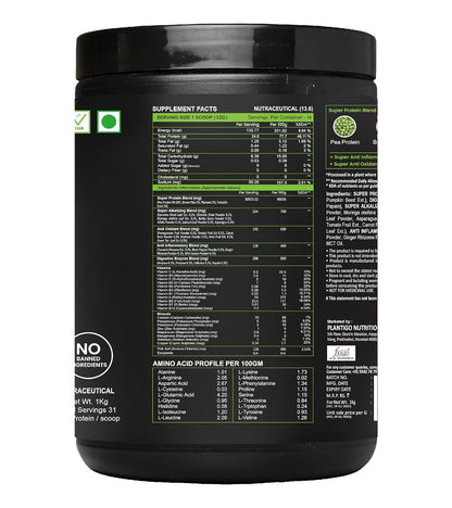 Plantigo Plant Protein Powder 500g - Unsweetened, Unflavoured, No added Sugar & Sweetener | Plant Based Pea Protein Powder |25g Protein, BCAA, Fiber - Men & Women Muscle Growth, Cooking, Baking