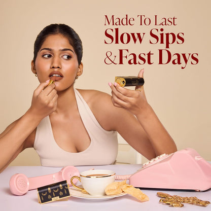LoveChild Masaba "The Batua" Lipstick, Chai Khari (Nude Brown) Rich Satin Finish Lipstick with Built-in Mirror, Hydrating, Nourishing Formula with Jojoba Oil, 4g