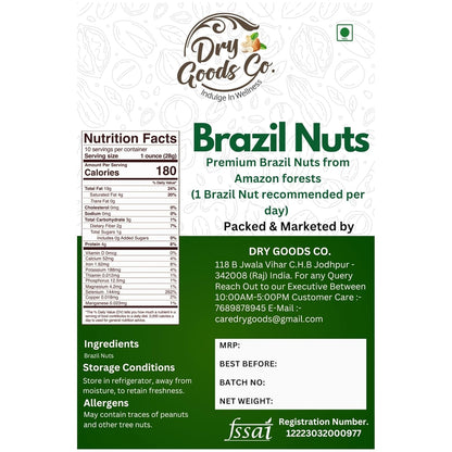 DRY GOODS CO. Brazil Nuts 200g Premium Raw Jumbo Nuts | Brazilian Nuts
