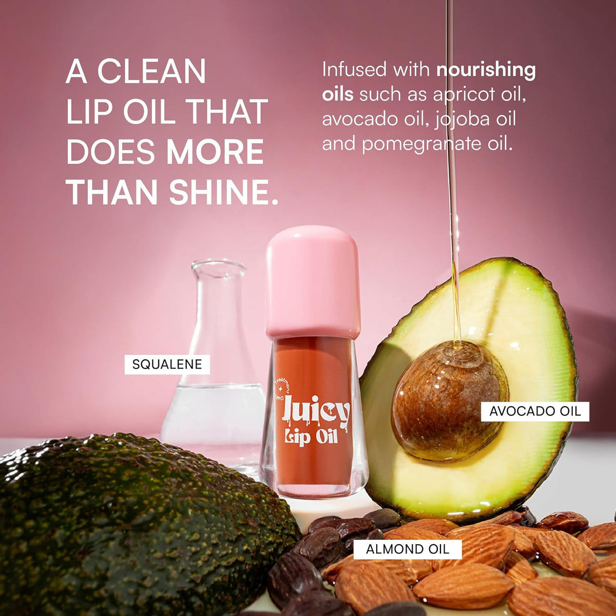 Gush Beauty Tinted Lip Oil Wisp, Vitamin E + Jojoba Hydrating 5ml | Hydrating lip tint with skincare benefits - vitamin E & jojoba oil for glossy, non-sticky, nourished lips all day