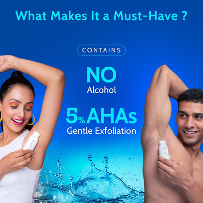 Chemist At Play UnderArm Roll On For Sensitive Skin | Aqua Fragrance | 75ml 4% Lactic Acid & 1% Mandelic Acid | Fades Underarm Pigmentation & Reduces Body Odour | 0% Aluminium & Alcohol |Sensitive Skin