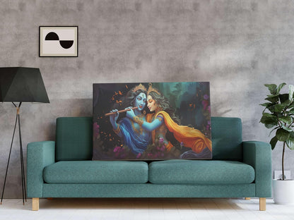 Radha Krishna Paintings For Wall Decoration With Frame Canvas Painting For Living Room Bedroom Home Office & Hotels (22 inch x 16 inch CH-RK-LDP12)