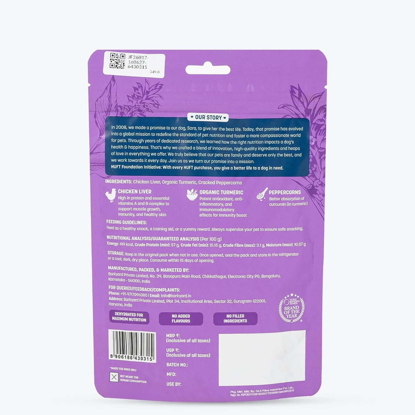Sara's Doggie Treats - Chicken Liver with Organic Turmeric - 70 gm | Highly Nutritional & Digestible, Suitable for All Dog Breeds, Easy to Digest, All Life Stages