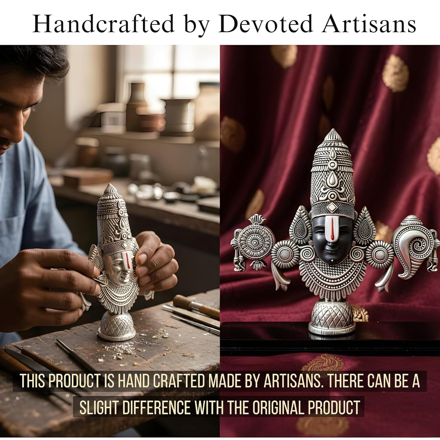 Dev Aastha  999 Silver Plated Balaji Statue | 4-Inch Divine Vastu Table Decor for Pooja Room & Prayer Room | Auspicious Lord Venkateswara Idol & Religious Gifting Item
