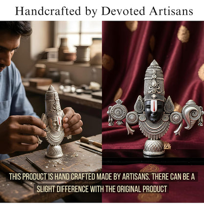 Dev Aastha  999 Silver Plated Balaji Statue | 4-Inch Divine Vastu Table Decor for Pooja Room & Prayer Room | Auspicious Lord Venkateswara Idol & Religious Gifting Item