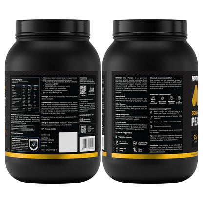 Two black supplement containers with labels on a white background