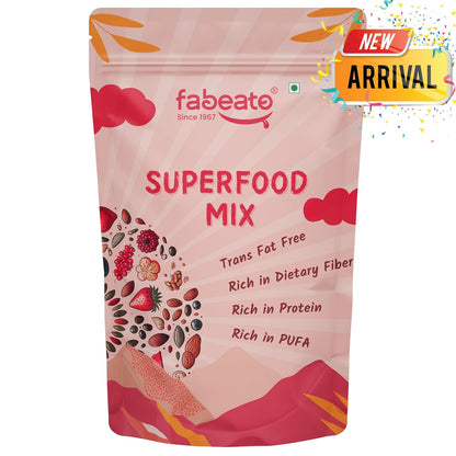 Fabeato 15-In-1 Premium Superfood Mix 200g |Trail Mix |Nuts, Dry Fruits, Seeds and Berries | Rich in Dietary Fiber, Rich in Protein|Trans Fat free|Rich in PUFA