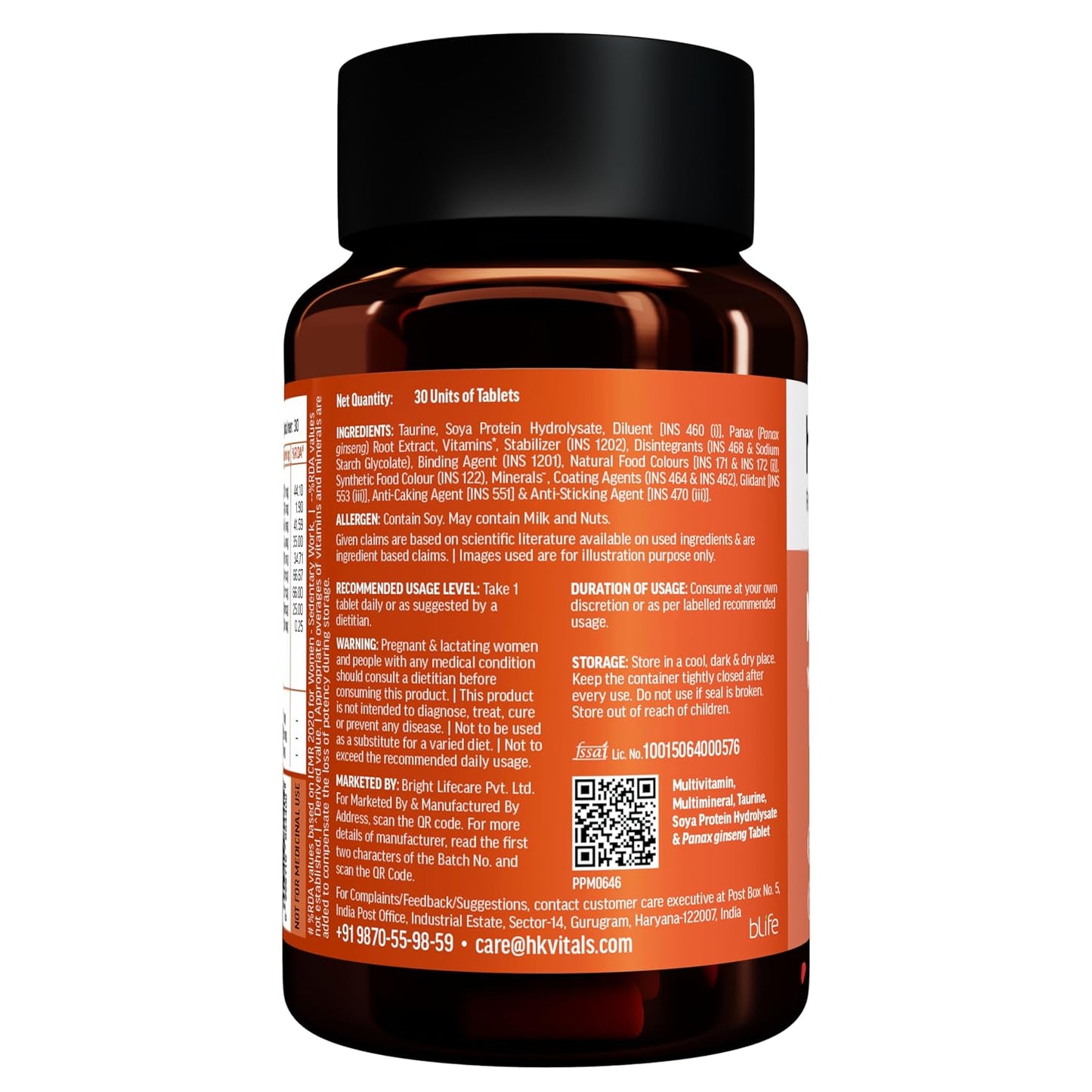 Hk vitals Multivitamin For Men and Women (30 Tablets) | With Zinc, Vitamin C, Vitamin D3, Multiminerals & Ginseng Extract