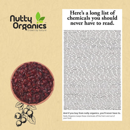 NUTTY ORGANICS Cranberry 180 GM | Dry Fruit & Berries | High in Nutrients & Antioxidants | Healthy & Nutritious Snack | Perfect for Salads & Baking