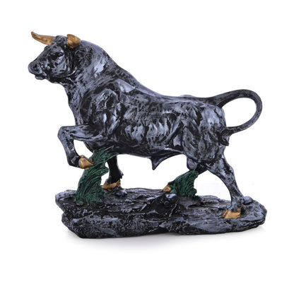 Feng Shui Charging Bull Resin Statue | Running Bull Home Decor Idol Statue - Contemporary Art Piece for Elegant Interiors(12x12 Inches)