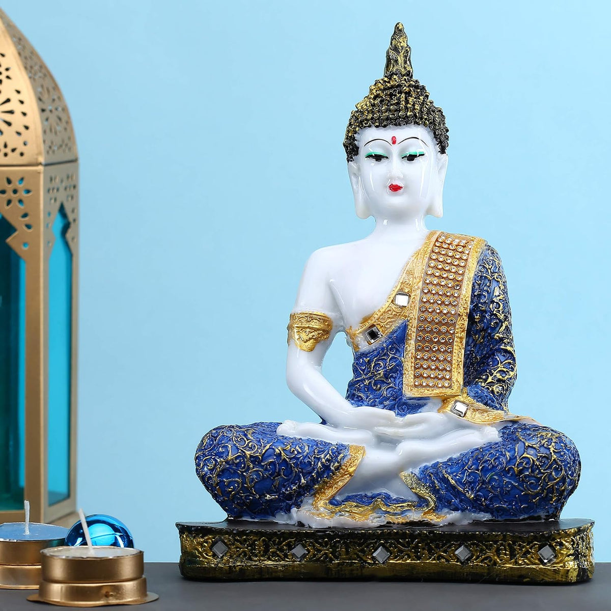 Gautam Buddha Statue for Spiritual Home Polyresin Sitting Buddha Idol Handcrafted Statue Showpiece for HomeDecor,Living Room Decoration Gift Gifting Items