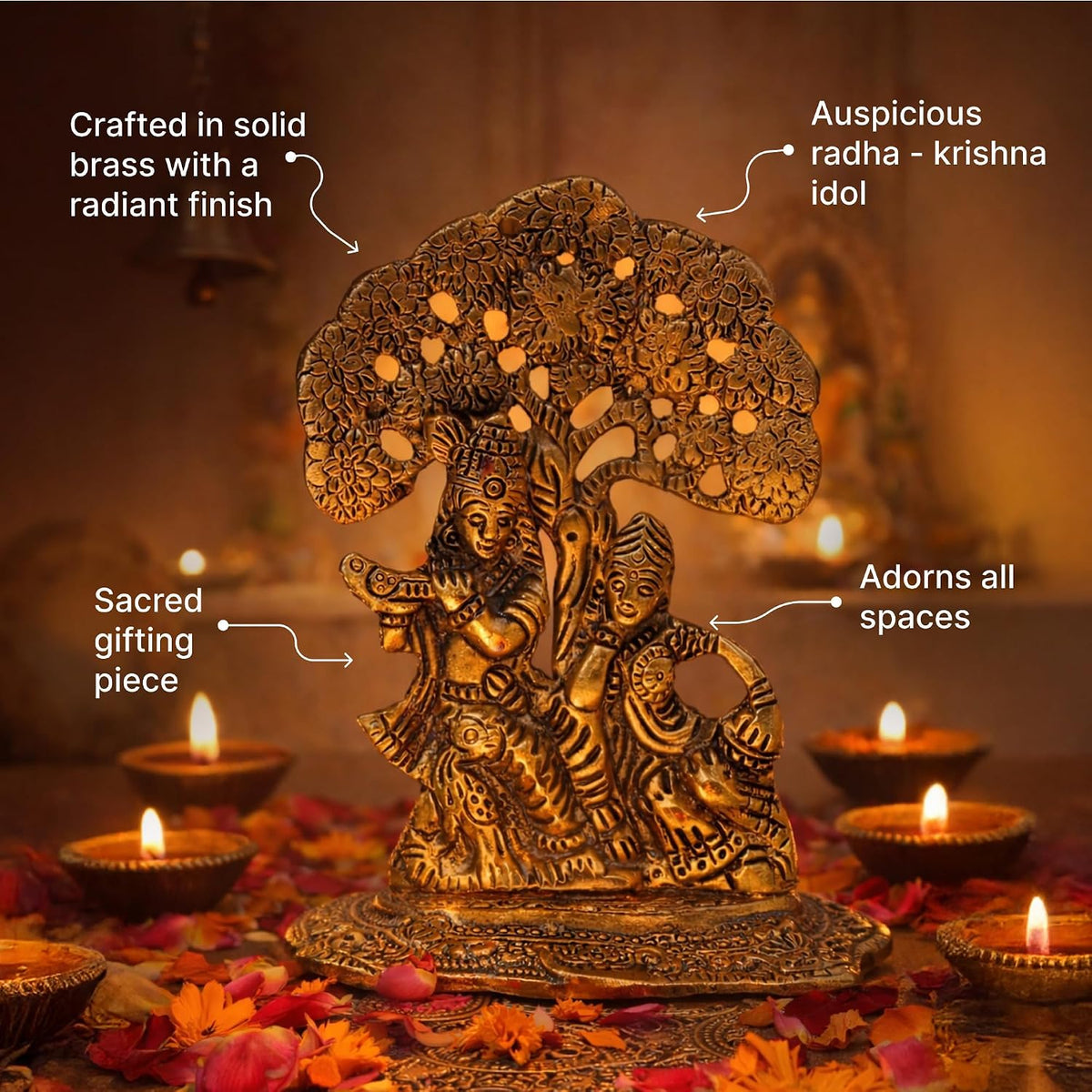 Radha Krishna Idol & Figurine for Home | God Idol for Pooja Room | Krishna Statue, Radha Krishna Murti & Gift Article (L11 x W7 x H14 cm)