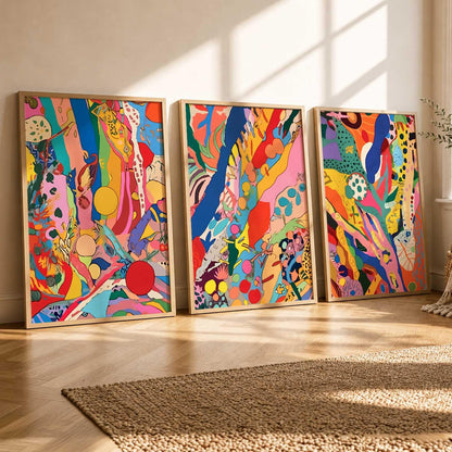 Premium Digital Painting with Frame for Home Decor - Painting for Living Room Bedroom Office Room Decor - Painting for Wall Decoration - Pack of 3 (Modern Art Painting, Design02, 10X13 inch)