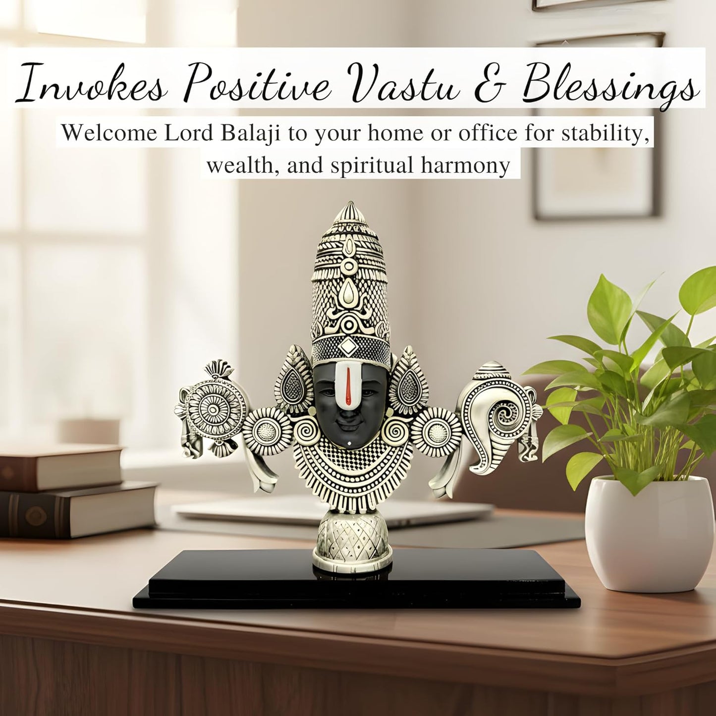 Dev Aastha  999 Silver Plated Balaji Statue | 4-Inch Divine Vastu Table Decor for Pooja Room & Prayer Room | Auspicious Lord Venkateswara Idol & Religious Gifting Item